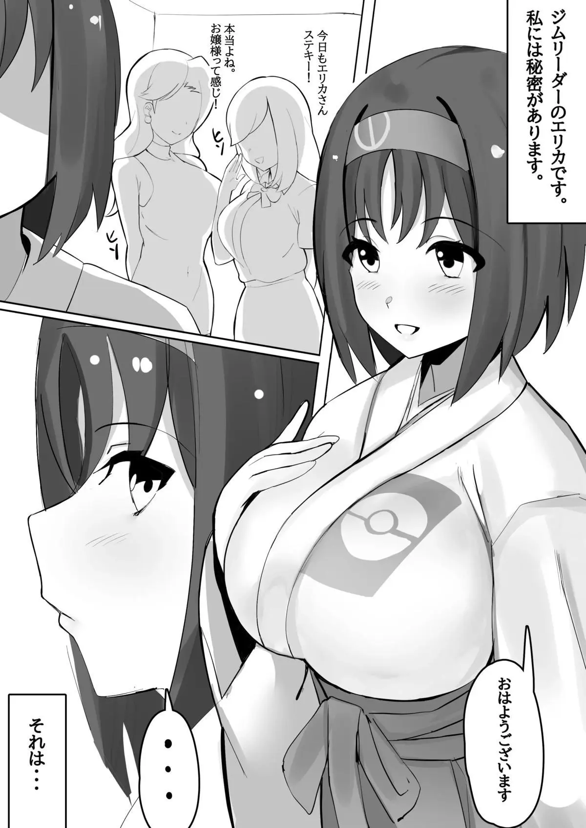 清楚なお嬢様と思われている巨乳美少女なエリカが実はちんぽ好きなエロ女で、逆ナンした男と今日も中出しセックスする！【ポケットモンスター・エロ同人誌】